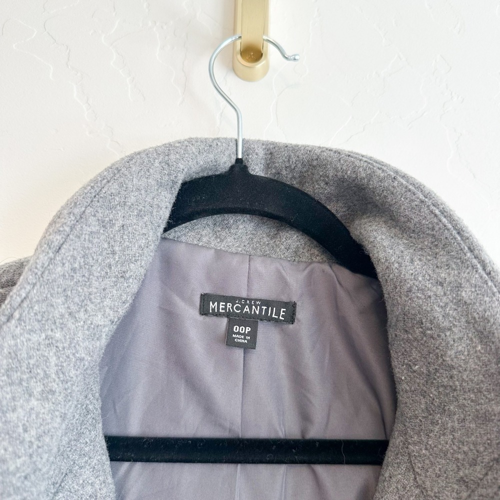 J.Crew Mercantile | City Wool Blend Stand Collar Mid Length Coat Jacket Gray 00P - Picture 6 of 7